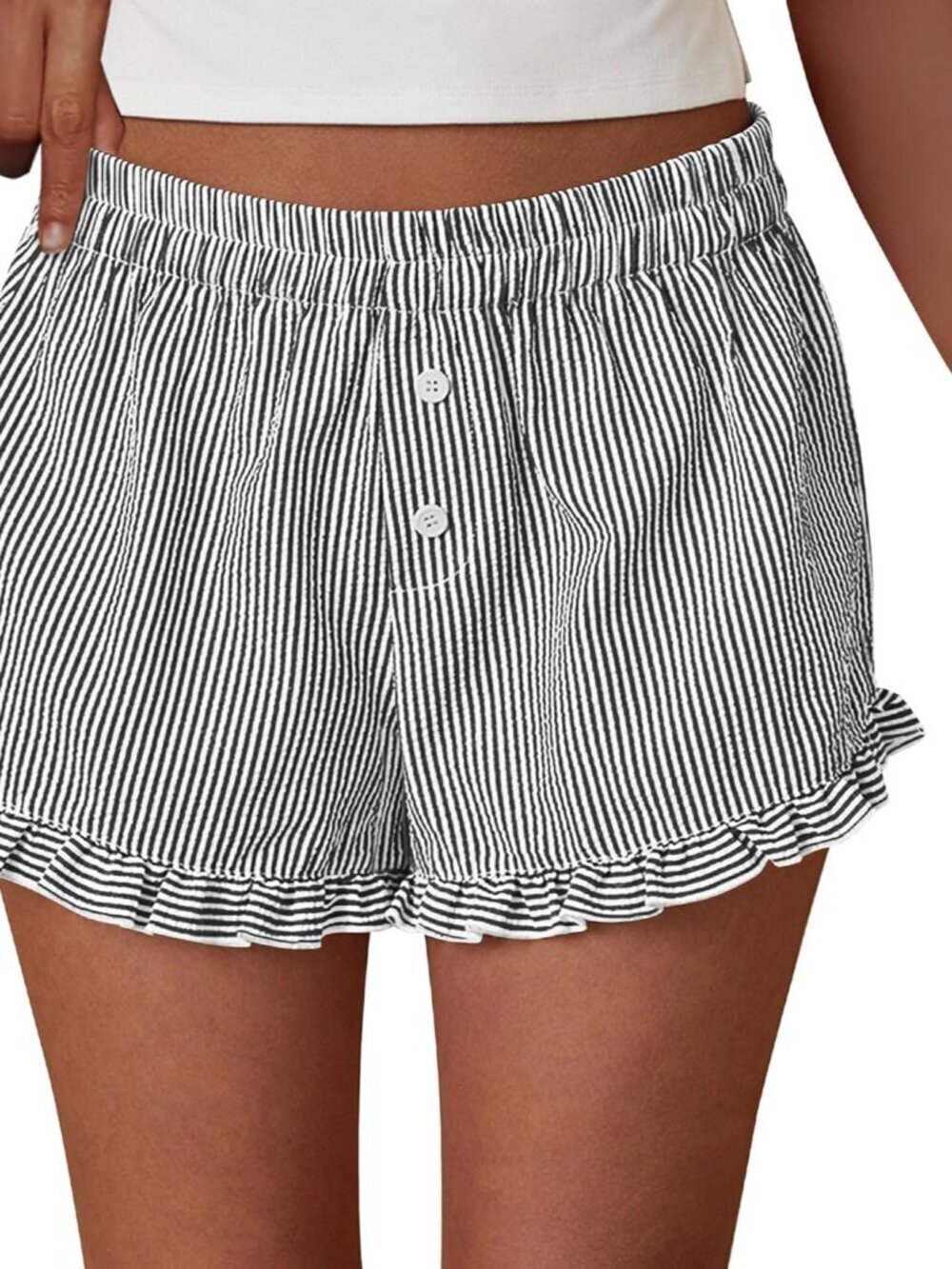 Womens Boxer Shorts Y2K Ruffle Pajama 2026 Summer Spring Lounge Sleep Striped Ca